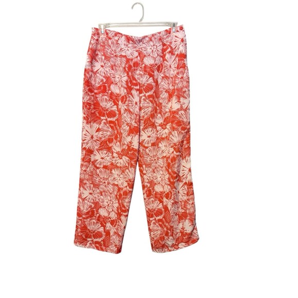 BFA Classics Floral Print Pants Size Large Petite Coral White Made In USA VTG - Picture 2 of 4